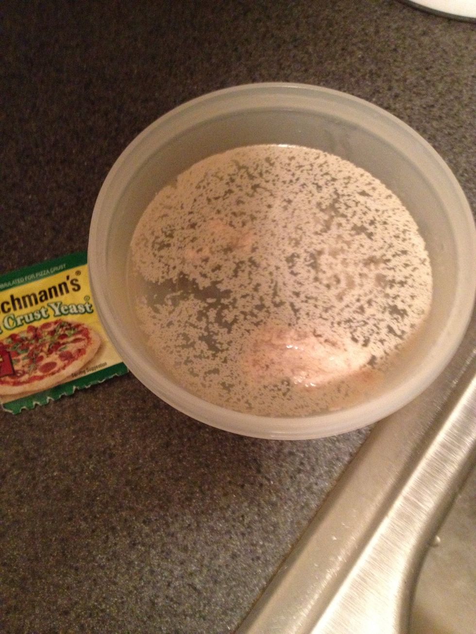 Mix one packet of yeast in a warm bowl of 1 cup of water