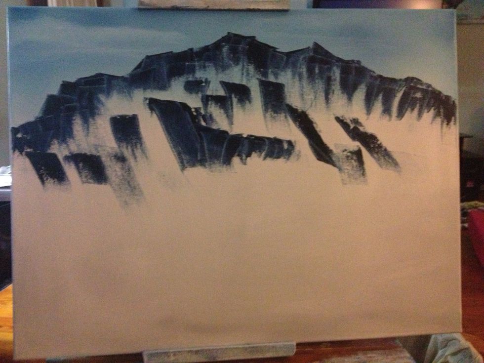Mix some blue an crimson together and knife on the top of your mountain range.