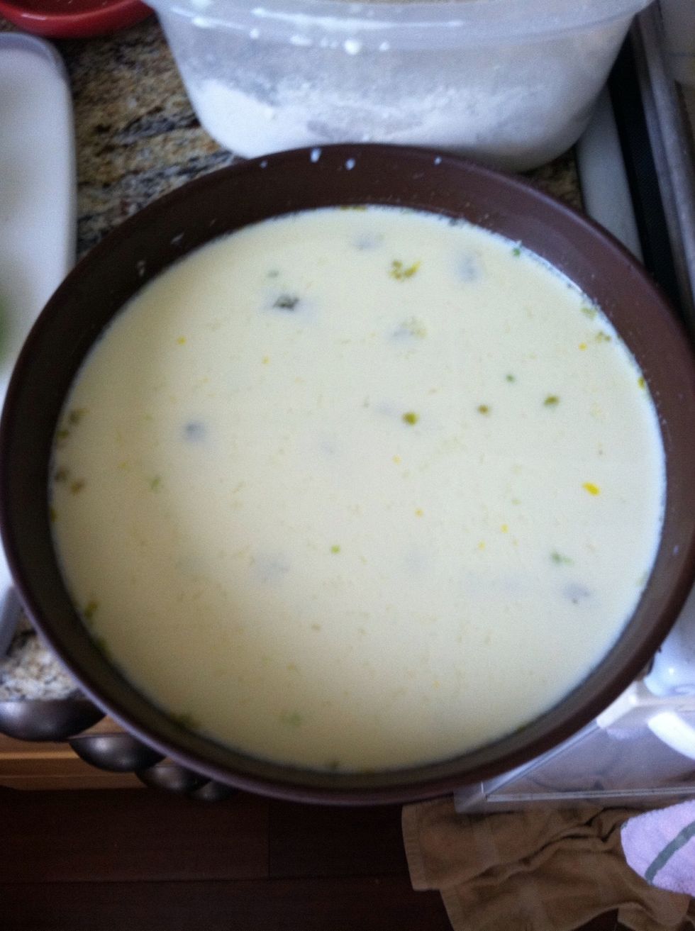 Mix some milk and an egg to dip your tomatoes in first