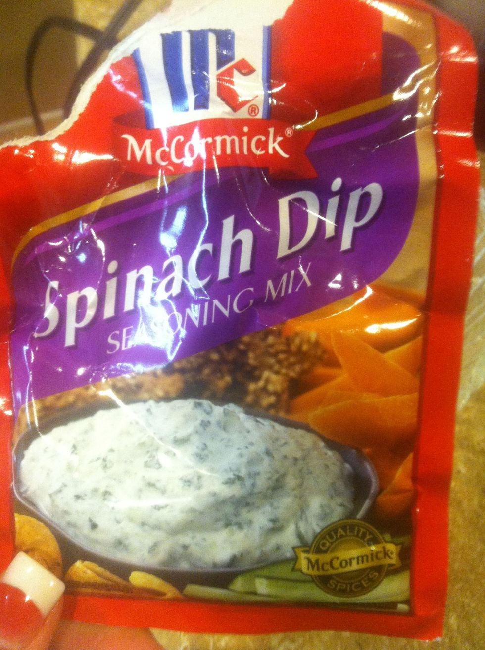 Mix sour cream and seasoning. I do more seasoning less sour cream so the texture is paste like rather than a dip.