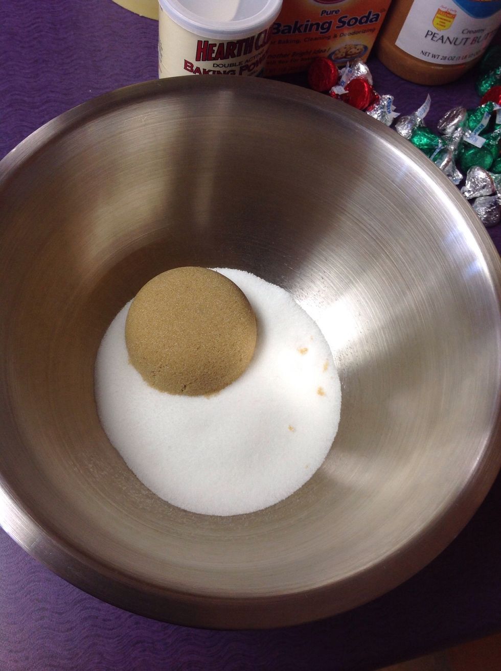 Mix sugar and brown sugar