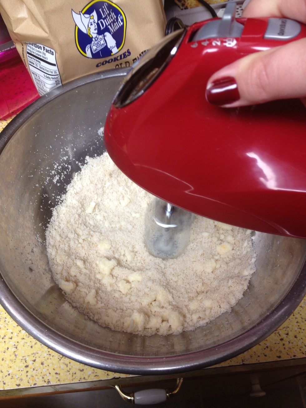 Mix sugars & butter until well combined. My butter was still a little hard, since our kitchen runs cool, but no worries about lumps. They'll break down as you go.