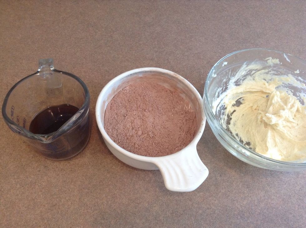 Mix that all together. And gather up the coffee, your flour mixture, and butter mixture.