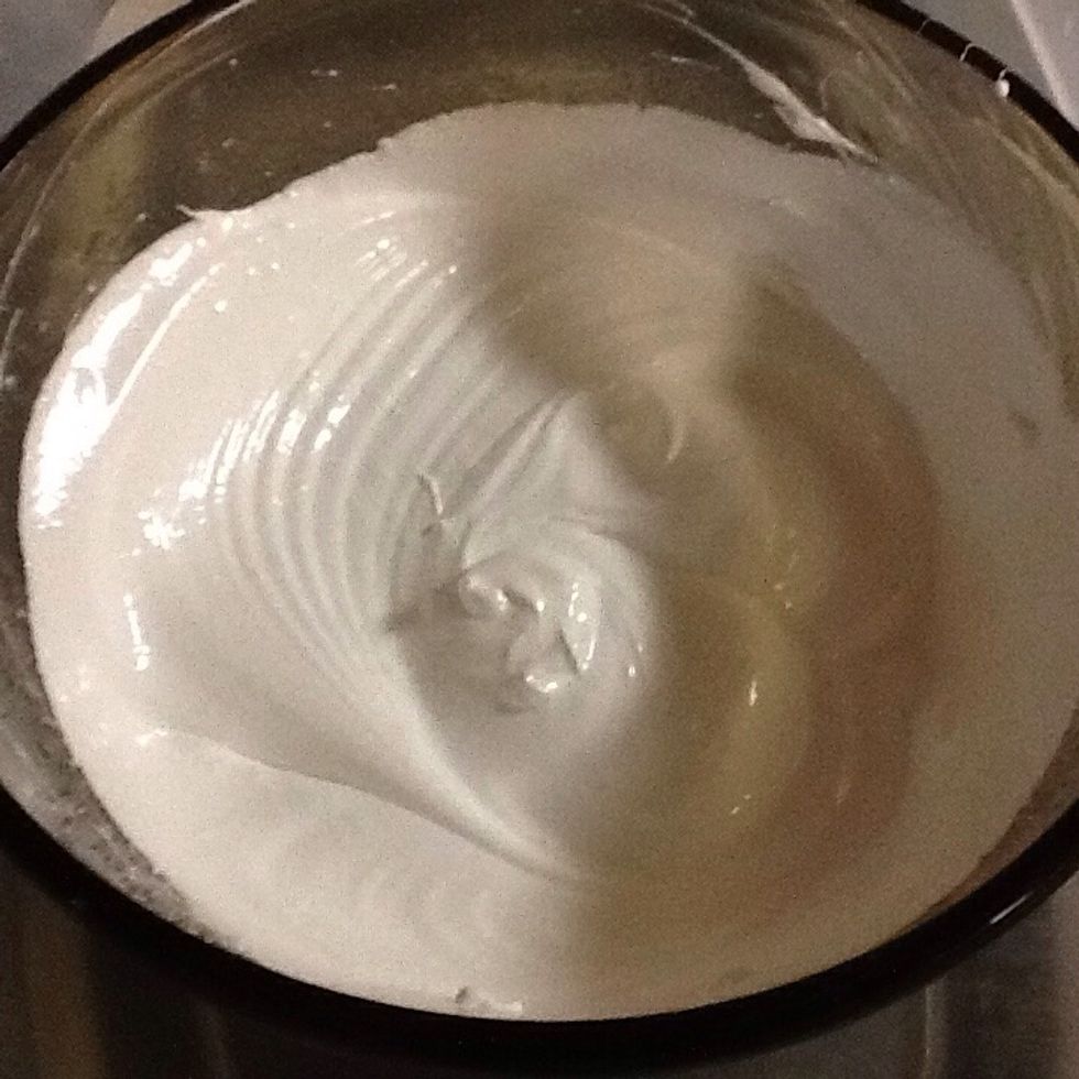 Mix that over hot water then mix it tell it looks like this