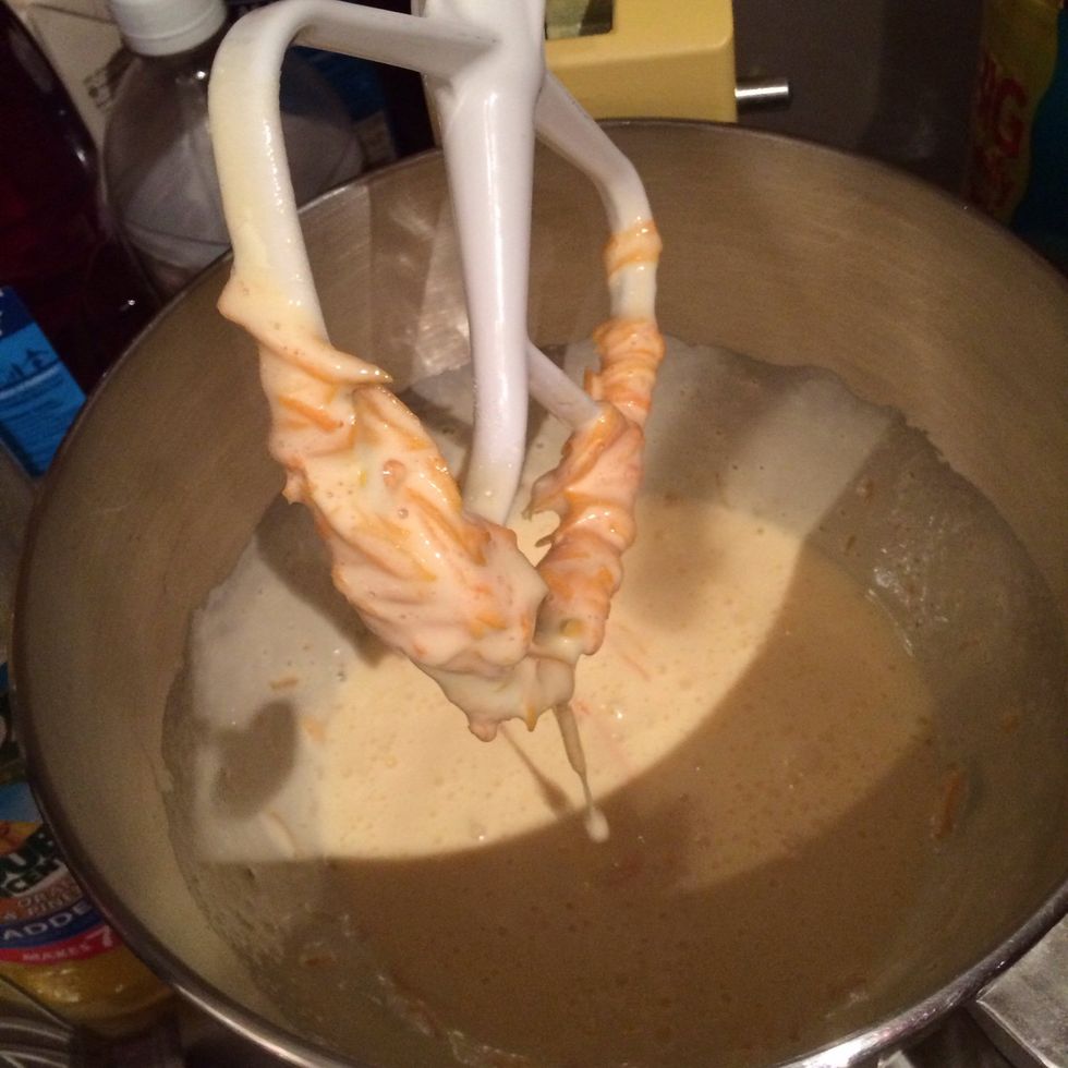 Mix the batter and squash together