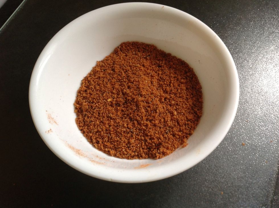 Mix the Brown Sugar, Smoked Paprika, Cajun Spice Blend, and Ground Black Pepper. This mix is for more than one use but it all depends on how much spice you like. I usually get two batches out of this.