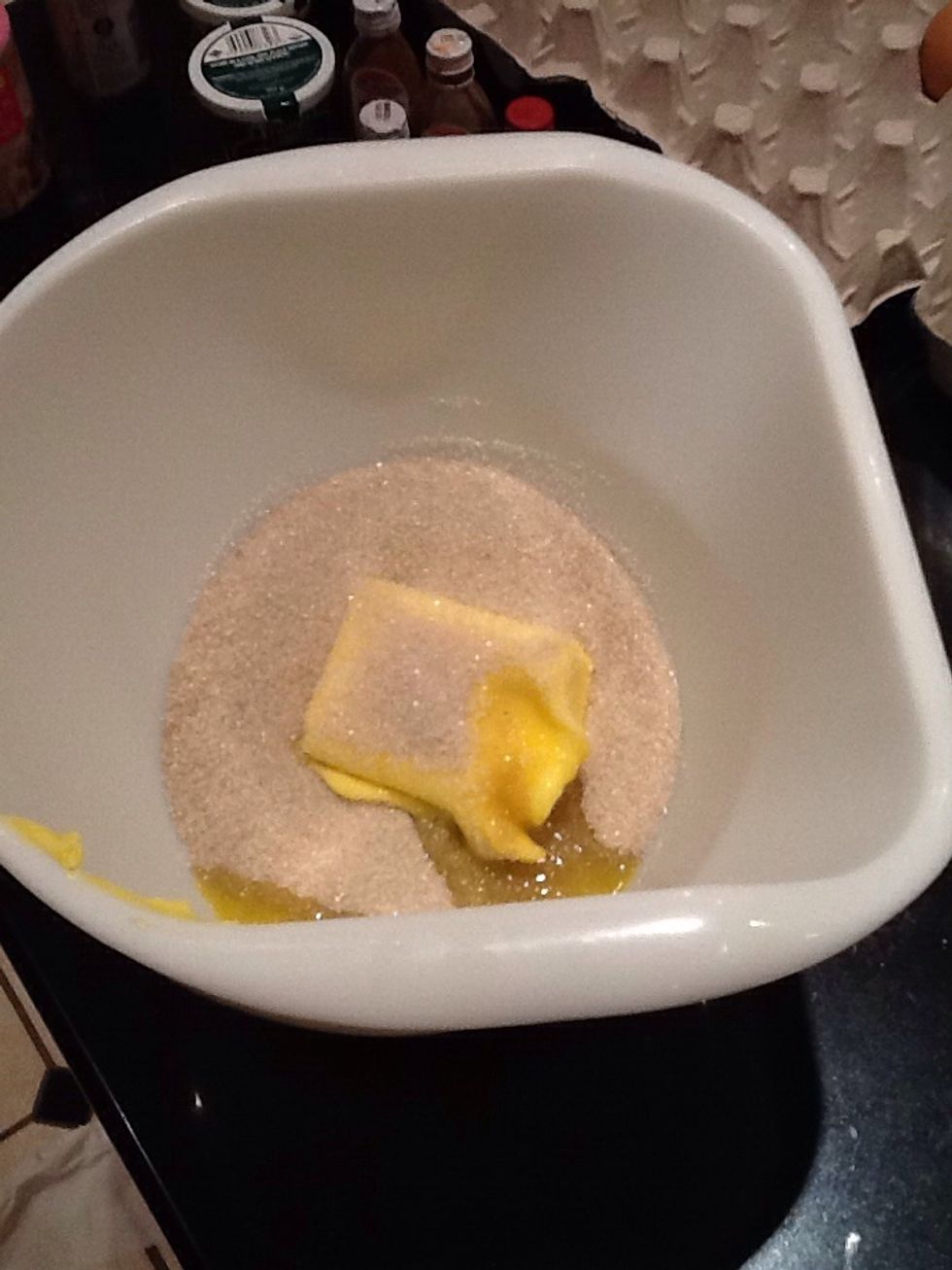 Mix the butter and sugar together.