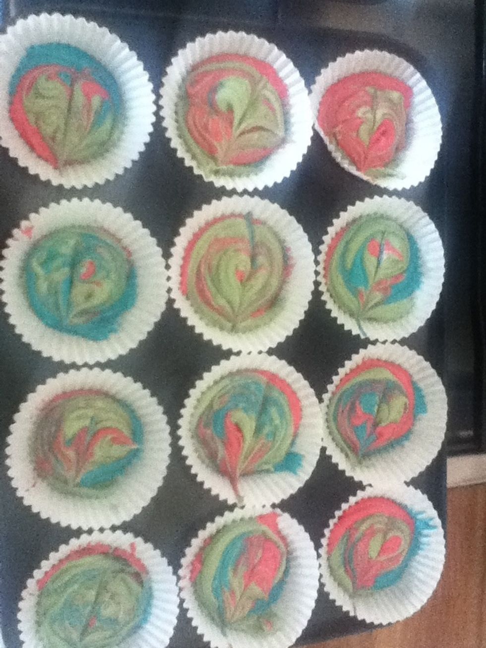 Mix the cake mixture together until they look like this