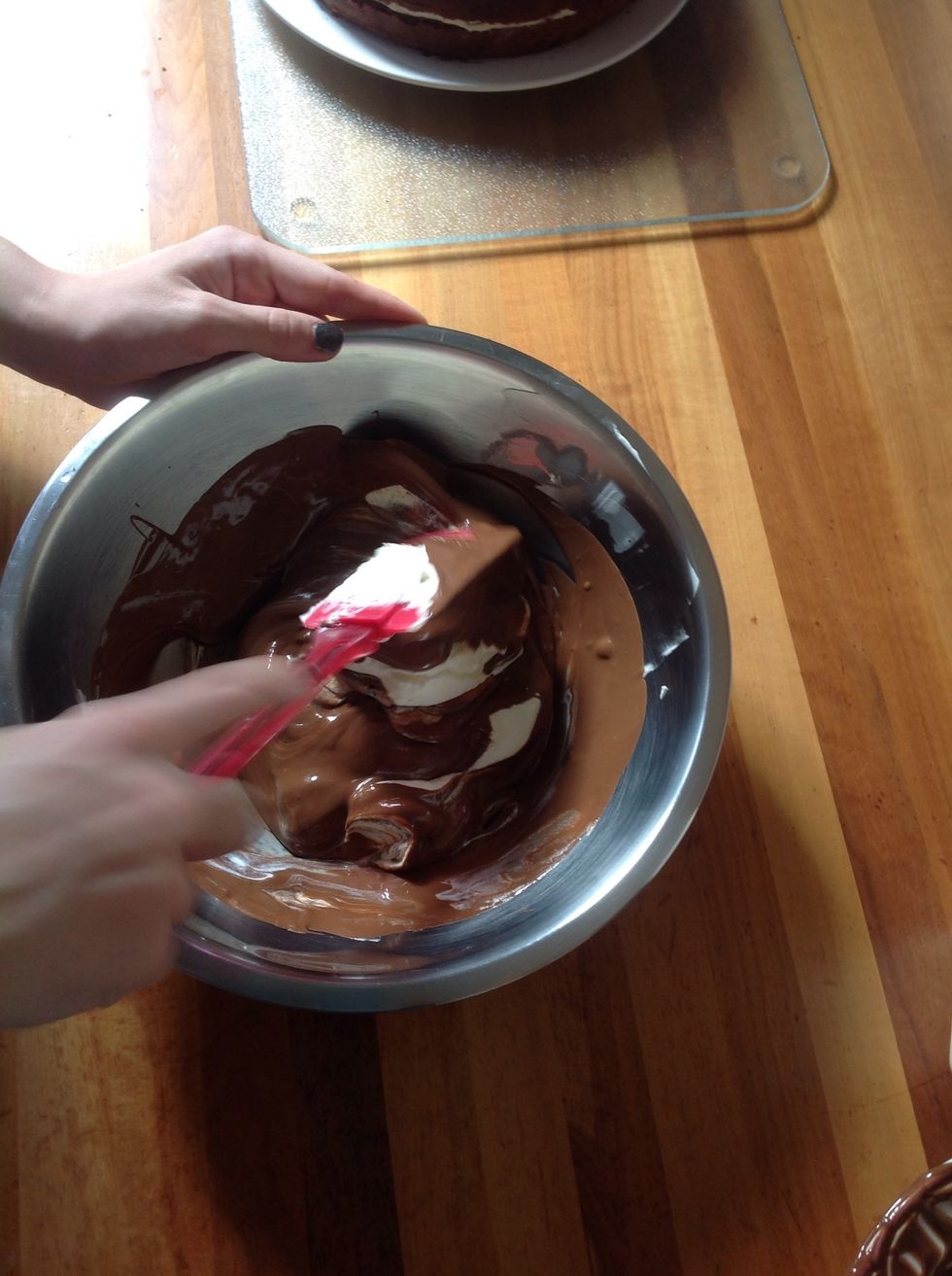 Mix the chocolate and cream together