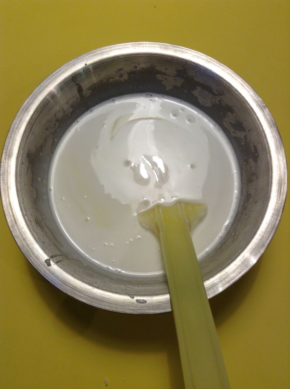 Mix the condensed milk and the coconut milk in a bowl. Set aside.