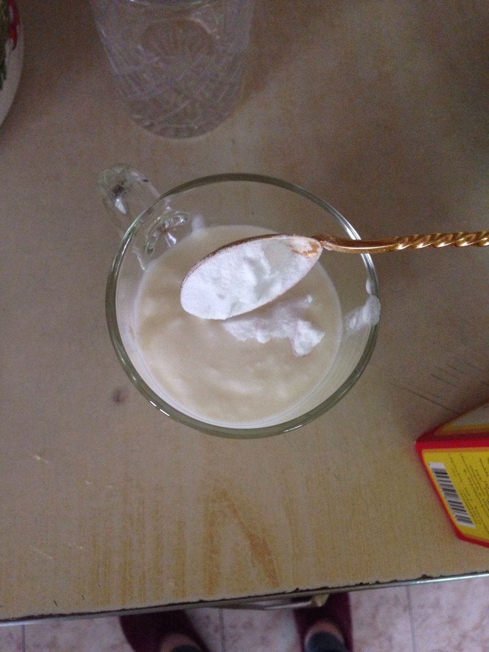 Mix the cream with the soda( while mixing it should  start to bubble and get doubled in size)