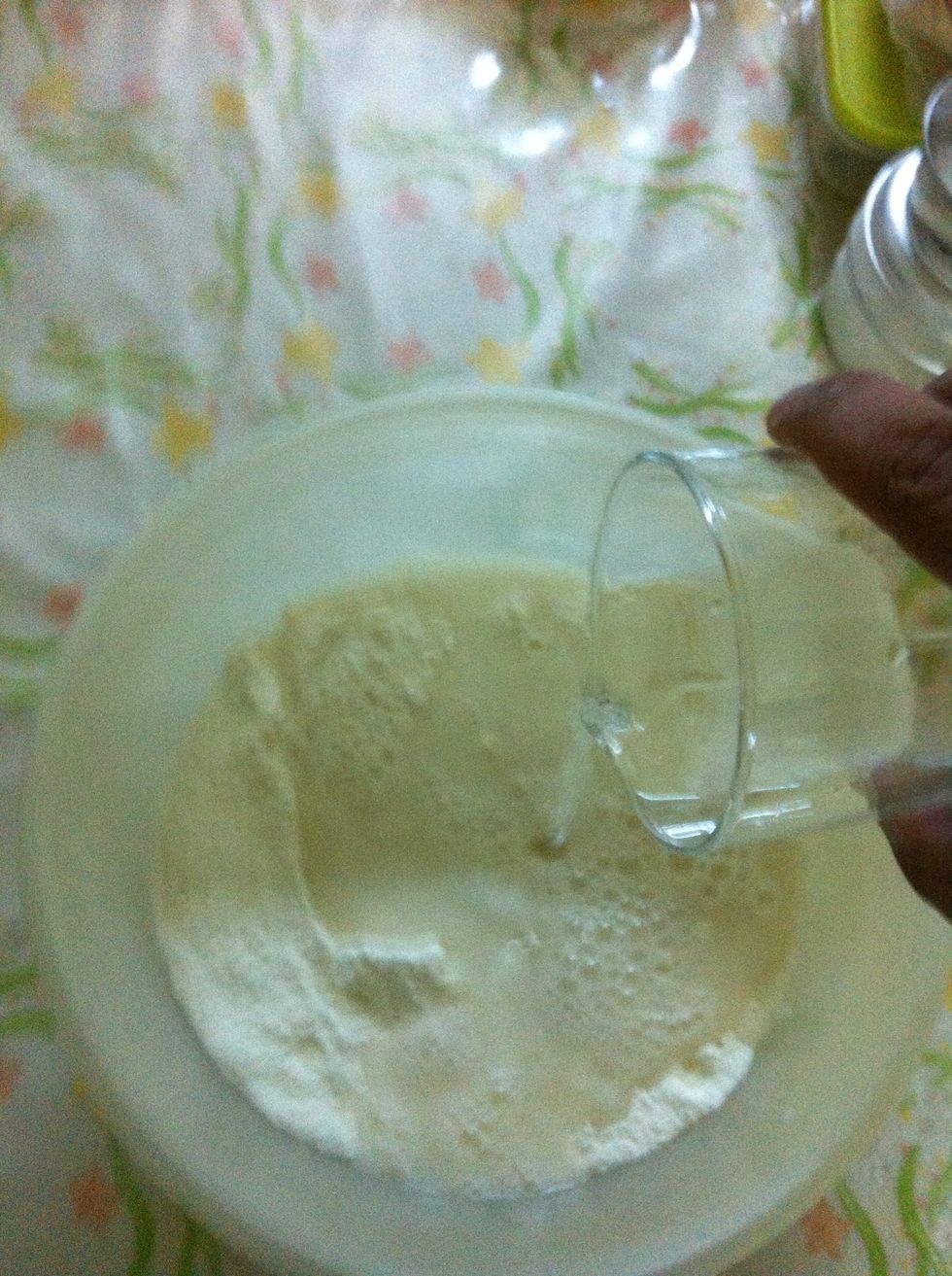 Mix the dry ingredients then add the water