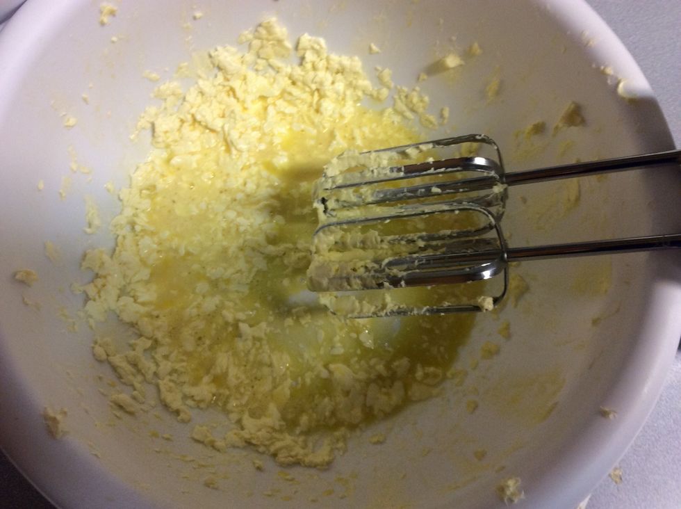 Mix the egg and butter together
