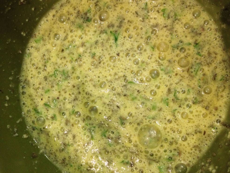 Mix the eggs and add the cheese