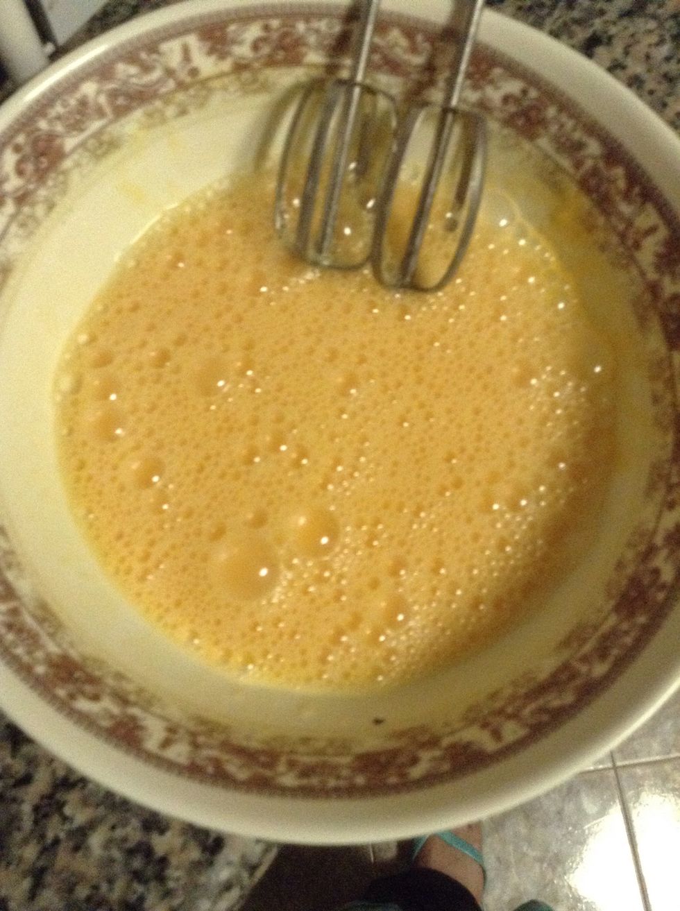 Mix the eggs welling add black pepper and salt