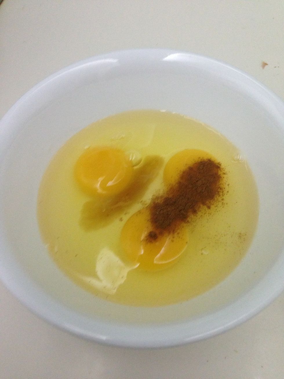 Mix the eggs with some sugar and cinnamon