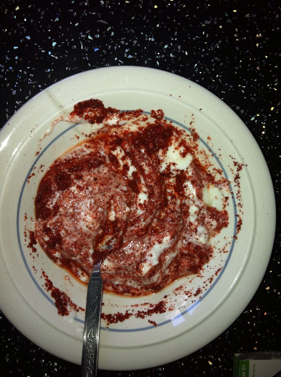 Mix the Fat Free Yogurt (I have used Geek), add the Tandoori Masala and the Chicken Seasoning (optional), give it a good mix, you can also add lemon juice keep mixing... Add a little Garlic Paste