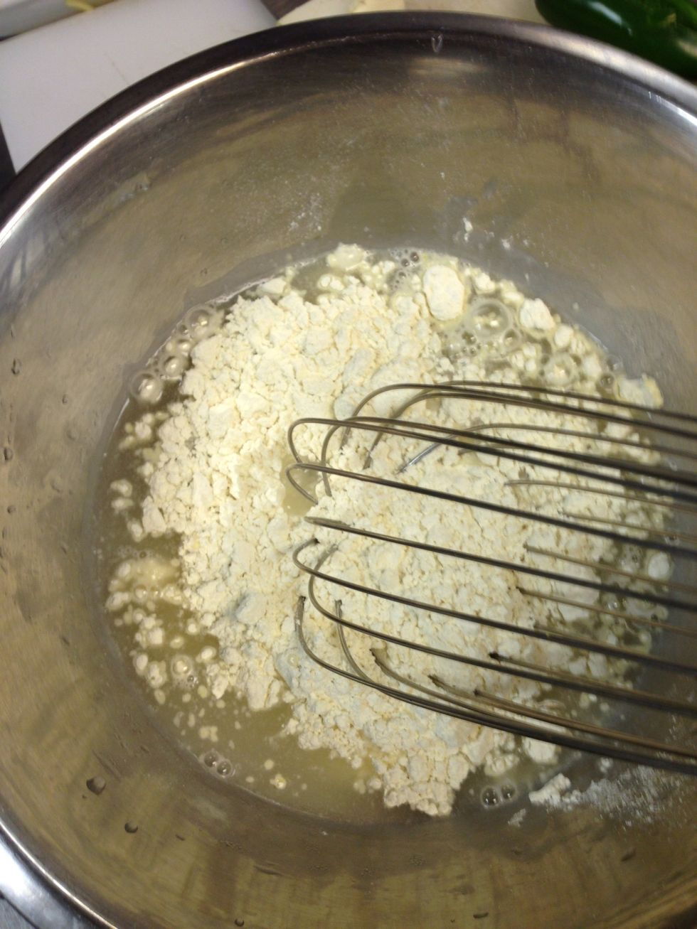 Mix the flour, the egg and the COLD water. And that will be your batter
