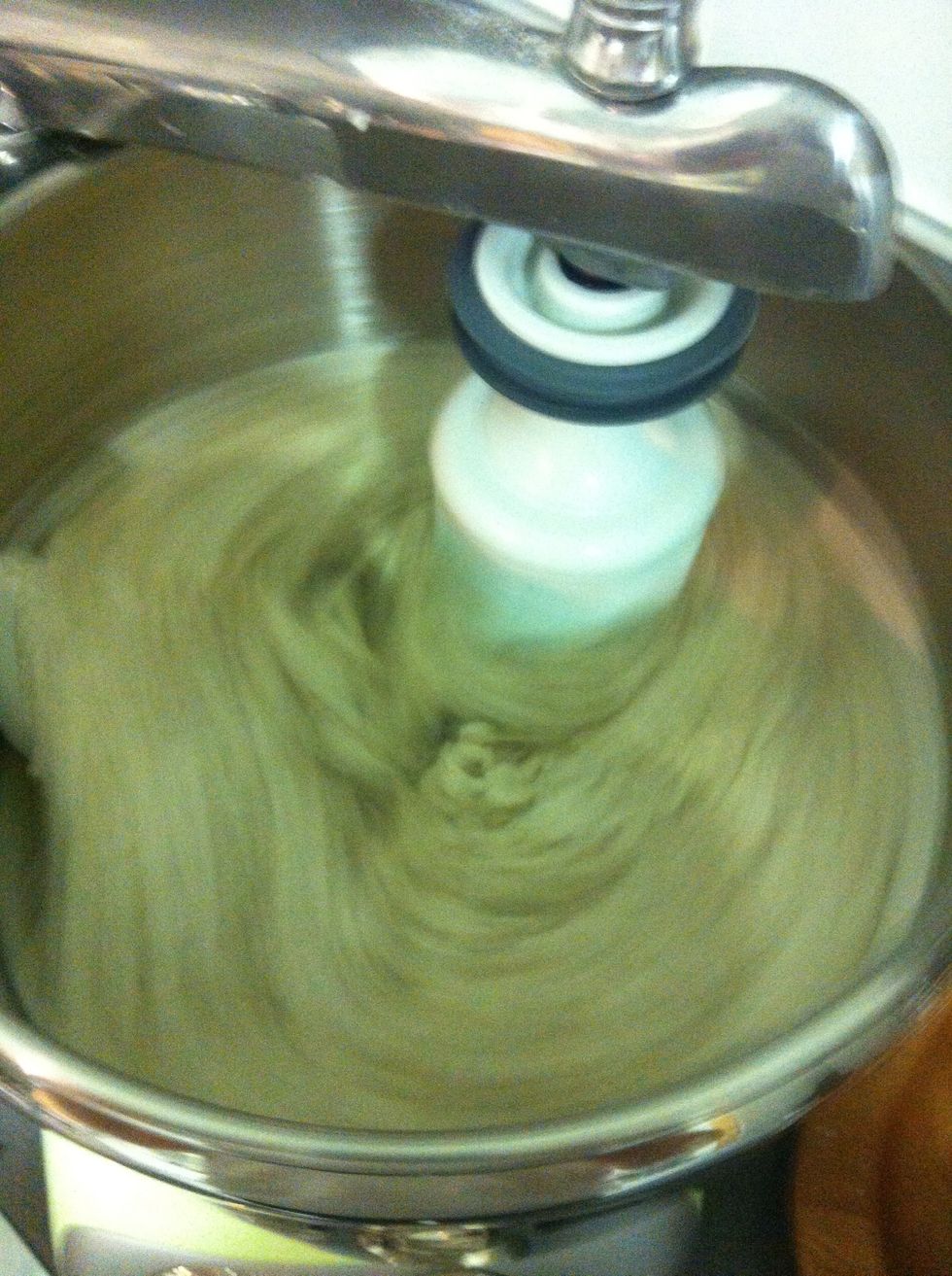 Mix the flour, water and leavener on low speed for 10 minues