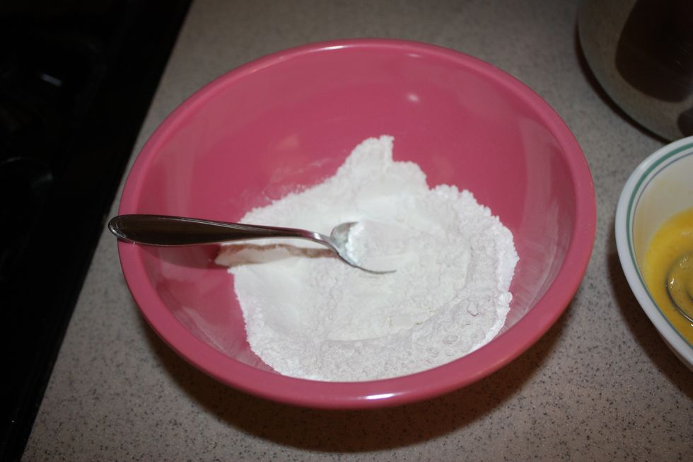 Mix the flour with baking powder and salt and set aside.