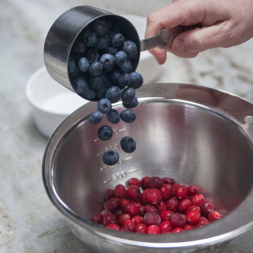 Mix the fruit together.