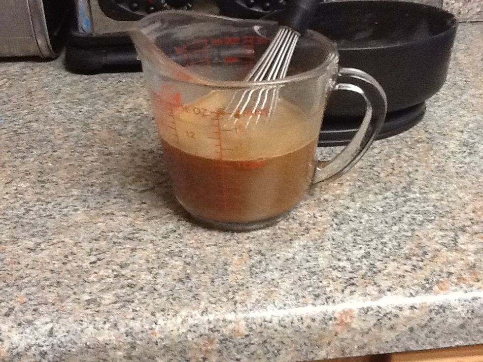 Mix the gravy mix with the cooking wine and water while you wait for the patties to brown.
