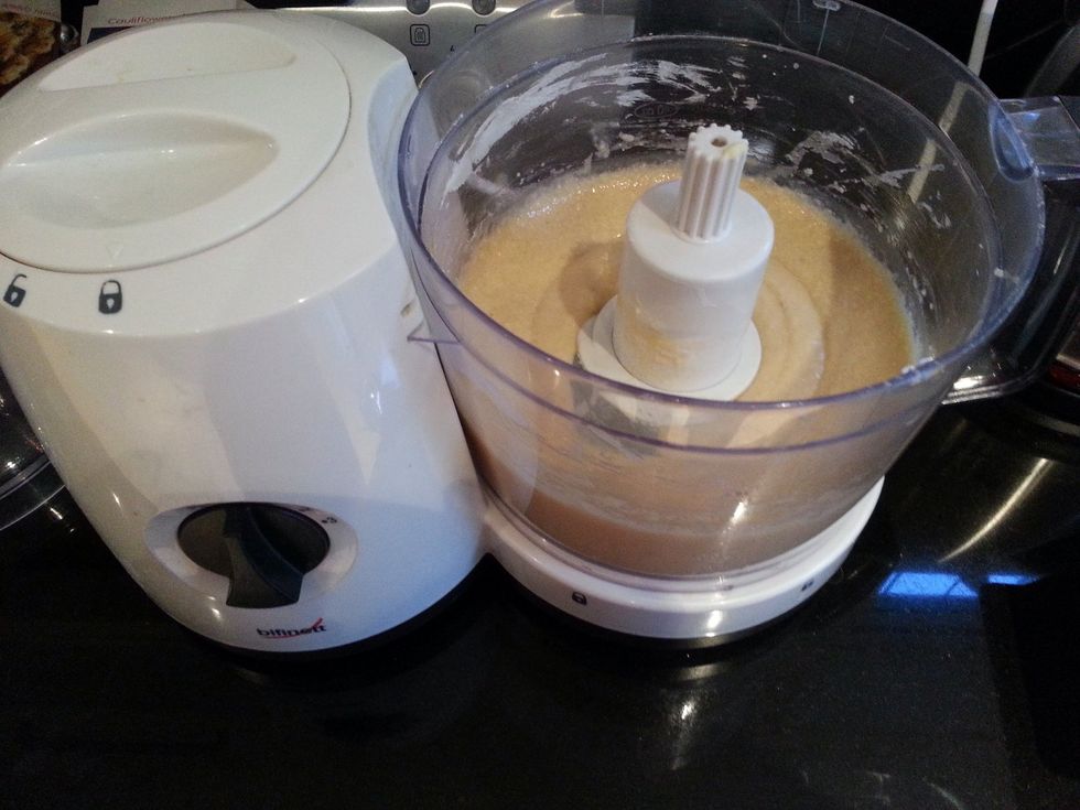 Mix the ingredients, leave the mixer on a little while so the mixture can get some air.. This will help it raise in the tin.
