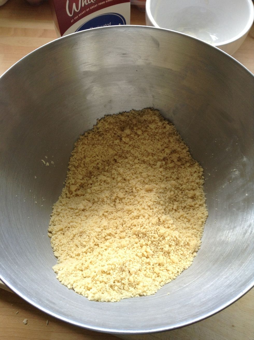 Mix the ingredients together until a breadcrumb consistency is formed, this can be done in a food mixer but I rather do it by hand much more therapeutic :))