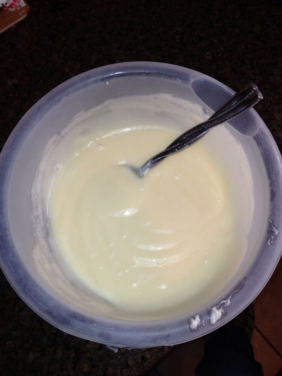 Mix the mayo, sugar and vinegar until it is smooth and creamy.