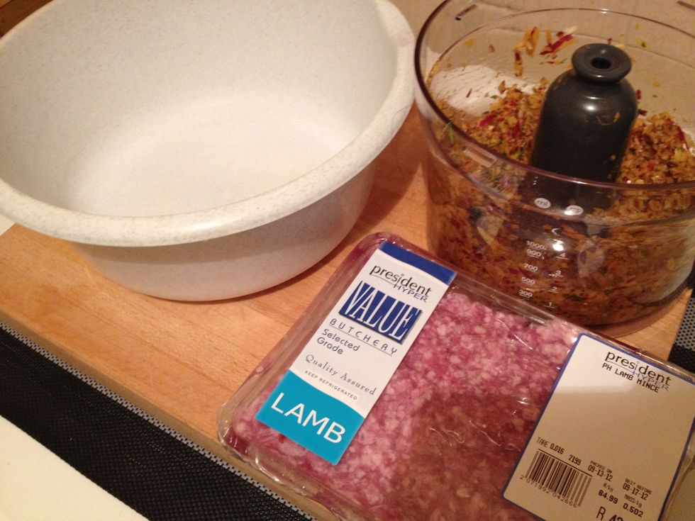 Mix the mince and the mix together and, before you roll out, add in an egg yolk to bind it all together.