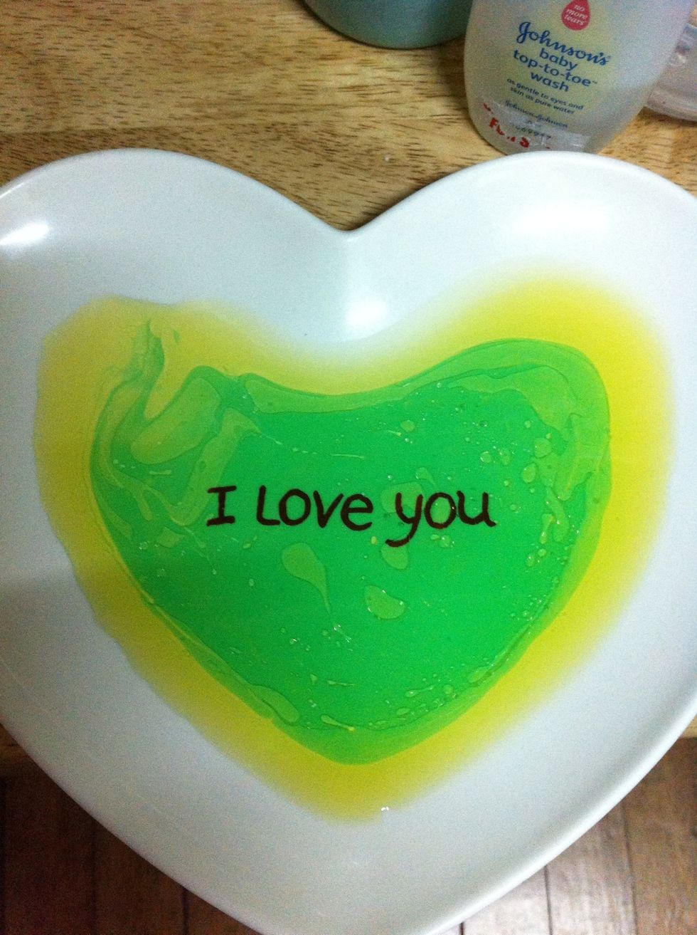 Mix the olive oil and the dishwashing liquid or baby wash in a plastic plate. I prefer to use dishwashing liquid that have anti-bacterial properties. \ud83d\udc4d The olive oil helps condition your brushes. \u263a