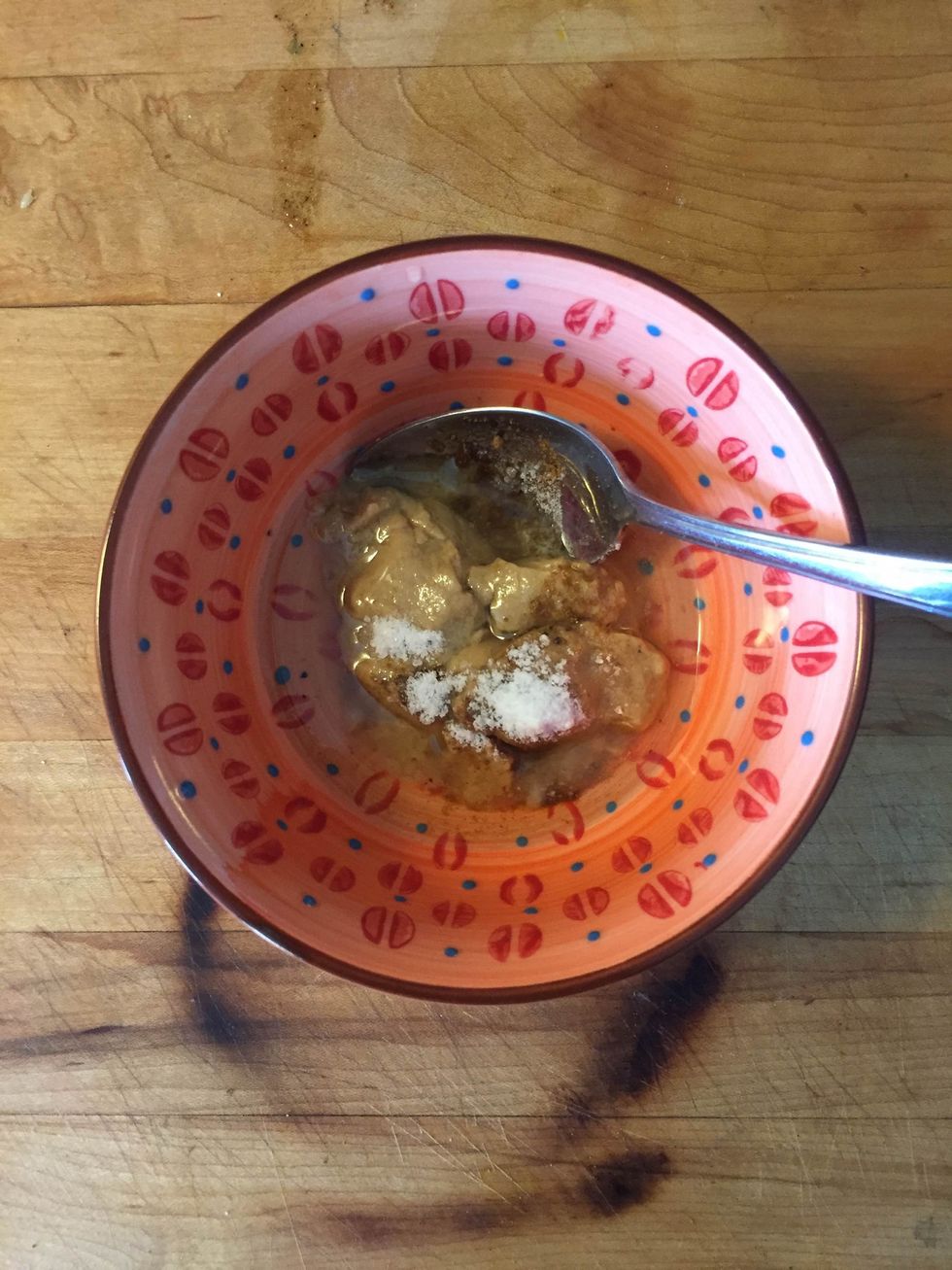 Mix the olive oil, tahini, cumin and salt in a bowl.