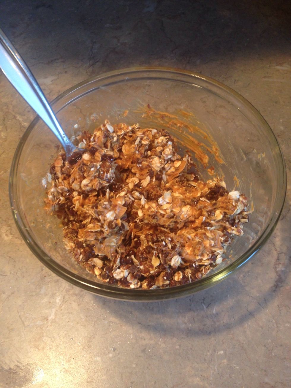 Mix the peanut butter into the mixture.