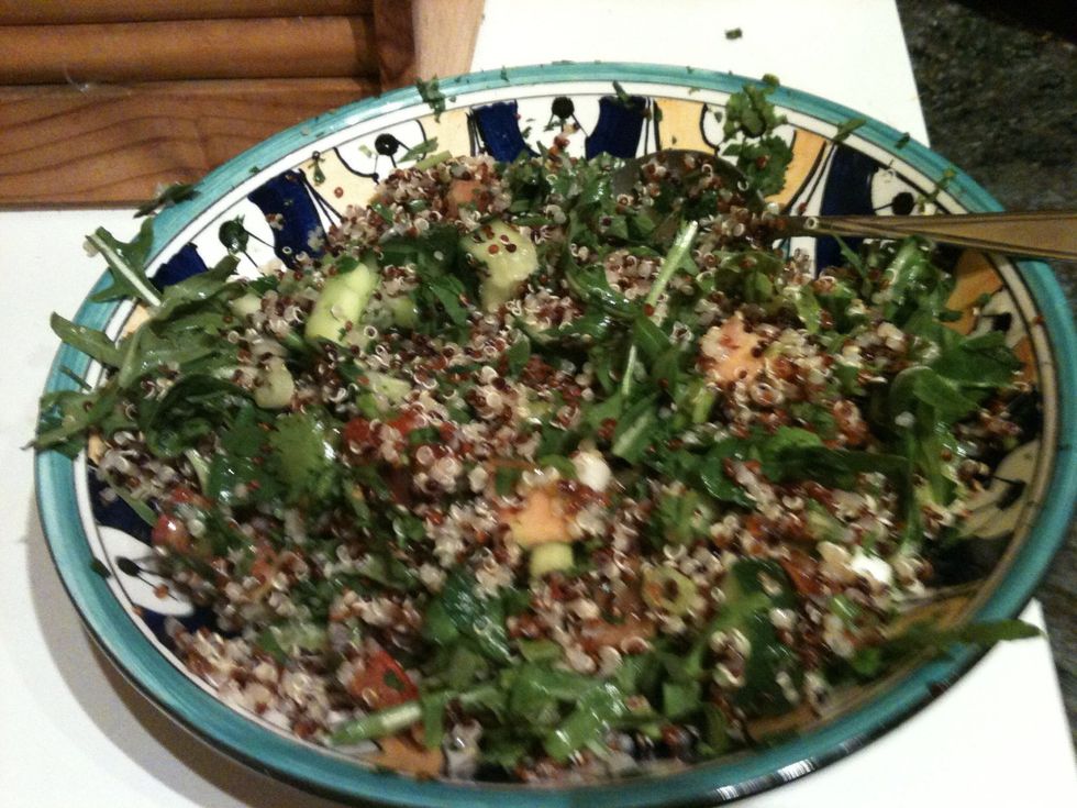 Mix the quinoa in with the veggies
