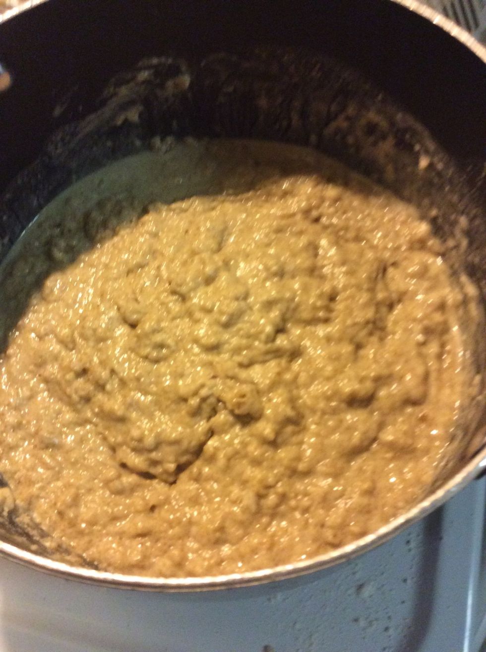 Mix the remaining crumbs with water and soda mixture.