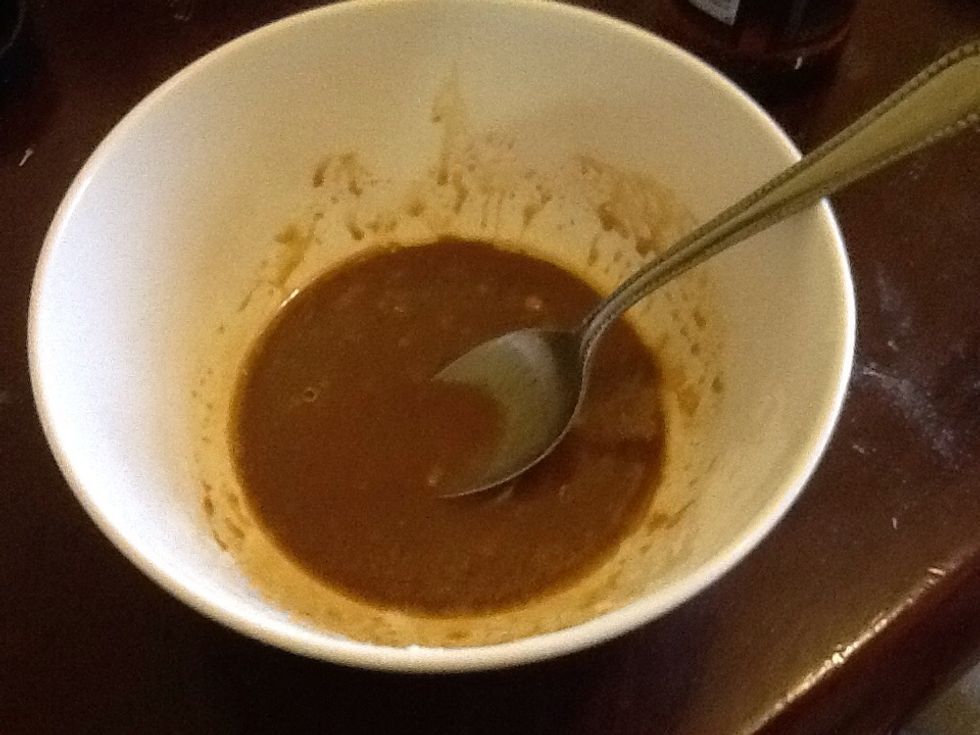 Mix the sesame oil, corn flour, and soy sauce together (Make sure you have no pockets of dry flour