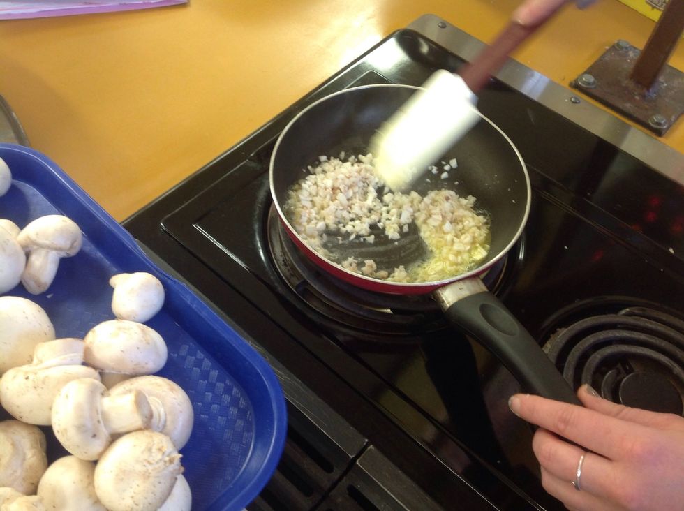 Mix the stems and the margarine together to coat all of the mushrooms.
