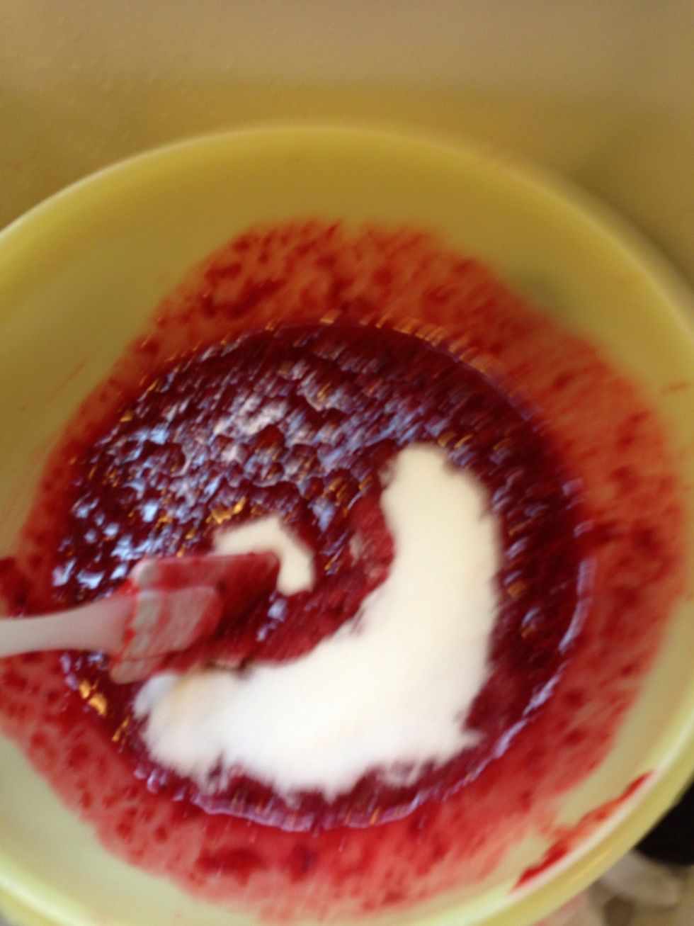 Mix the sugar in a little bit at a time.