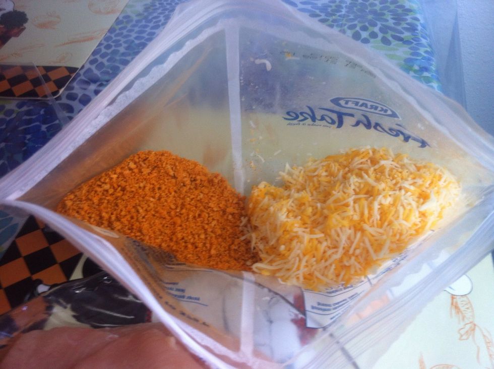 Mix the the cheeses with seasoning.