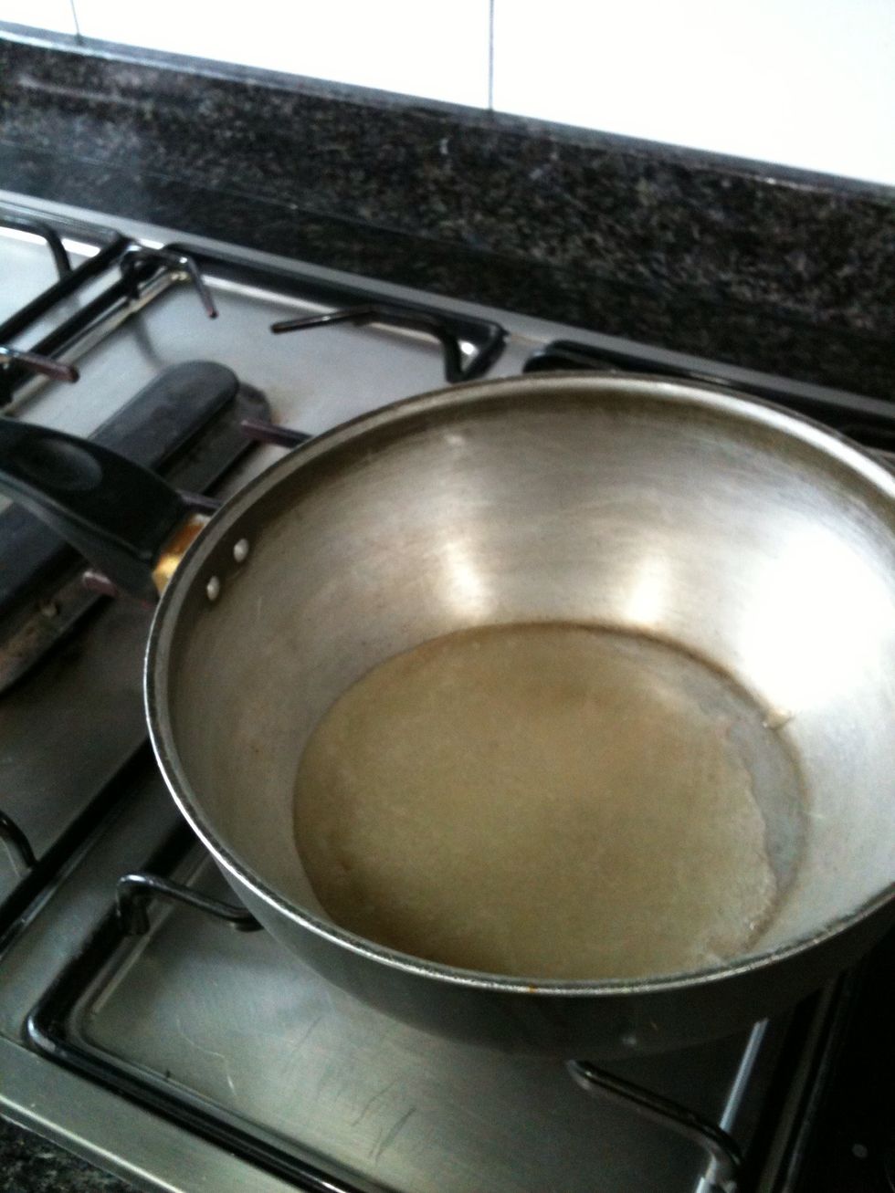 Mix the water and the sugar before you turn on the fire.