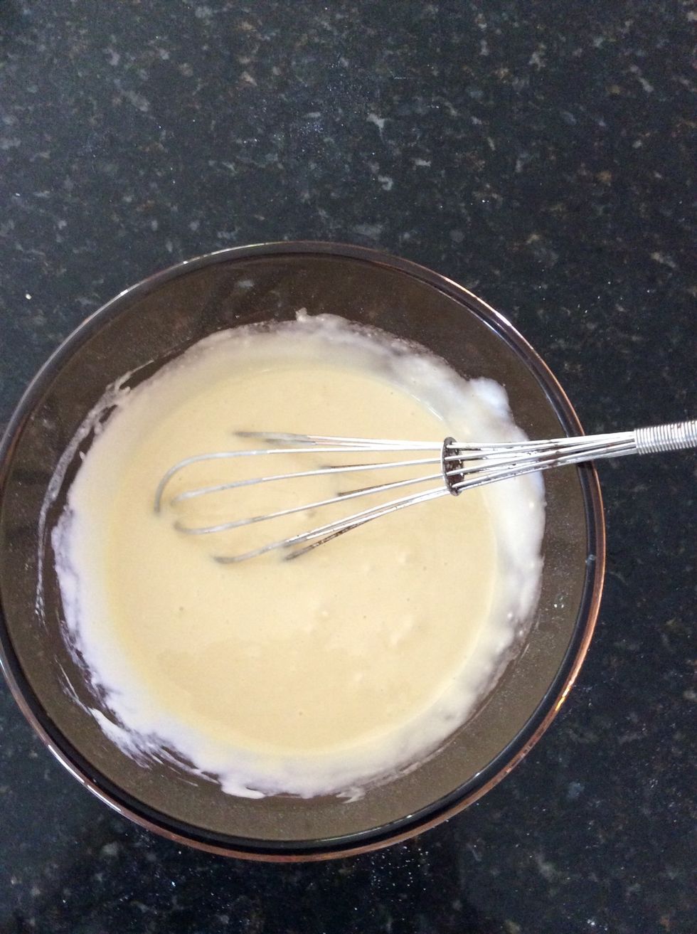 Mix the wet ingredients and the dry ingredients together until smooth.