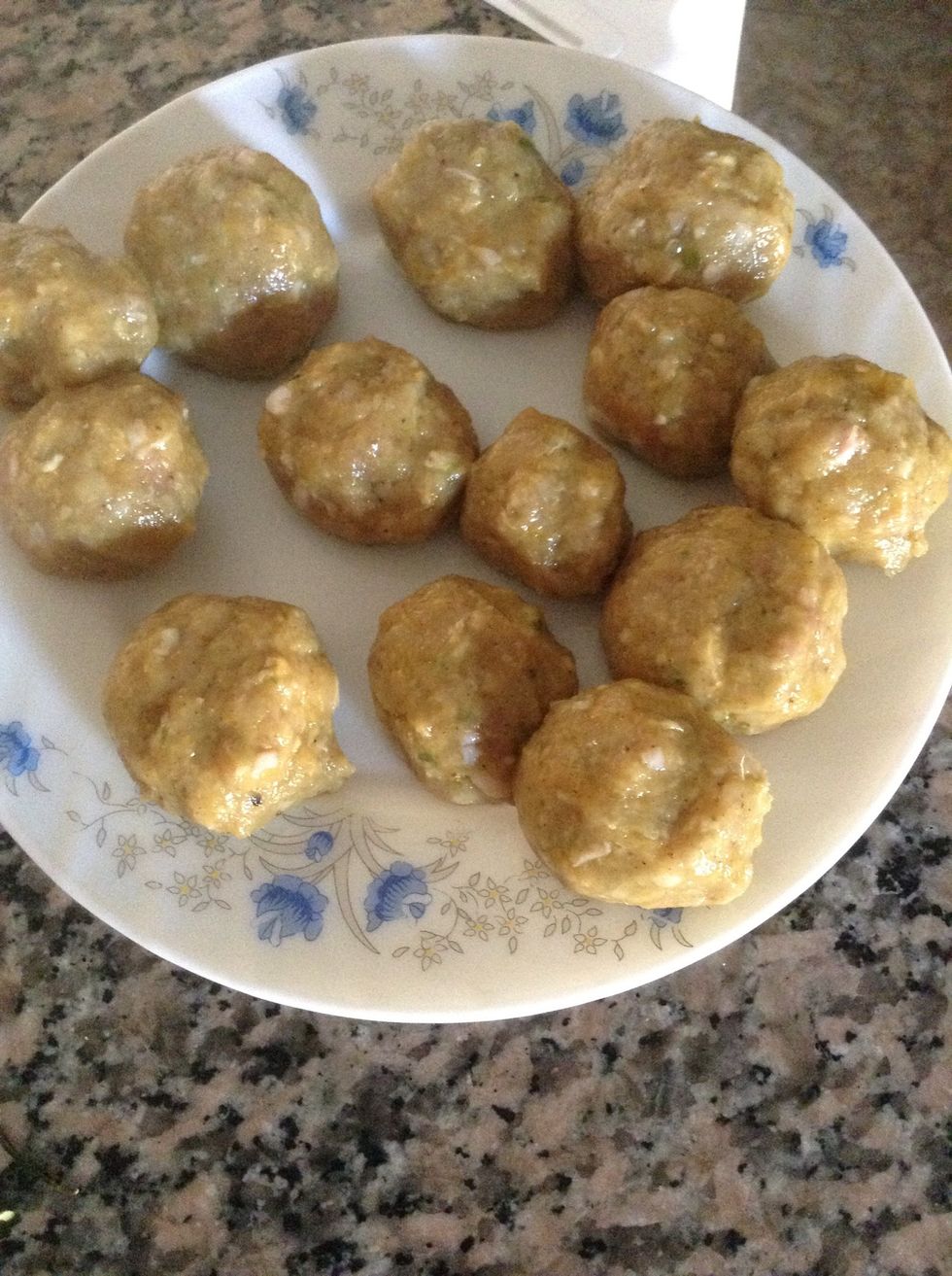 Mix them and make small balls