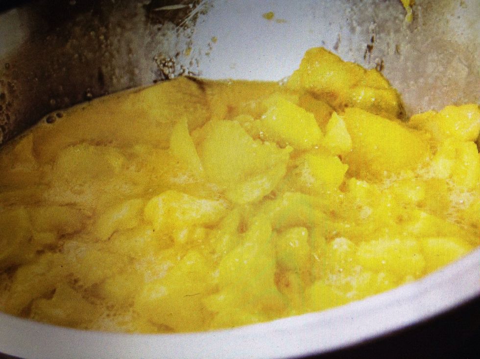 Mix them with the eggs and salt