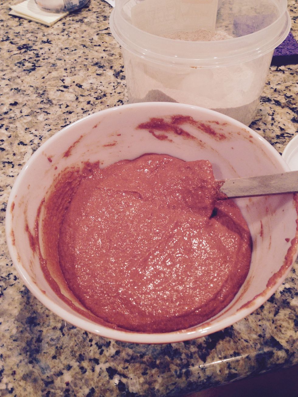 Mix to consistency of a soft batter (like biscuits). You may need to adjust the amount of flour you use.