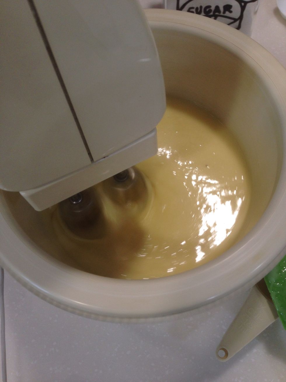 Mix together all at once in your standard mixer