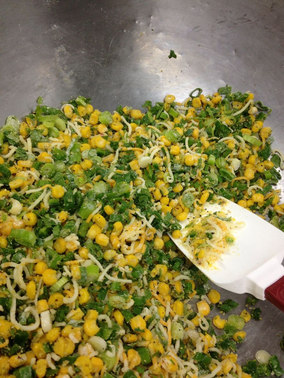 Mix together everything but the eggs and bechamel