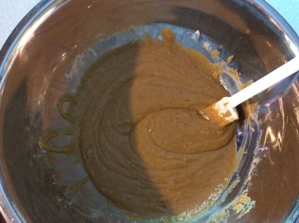 Mix together the dry and wet ingredients.