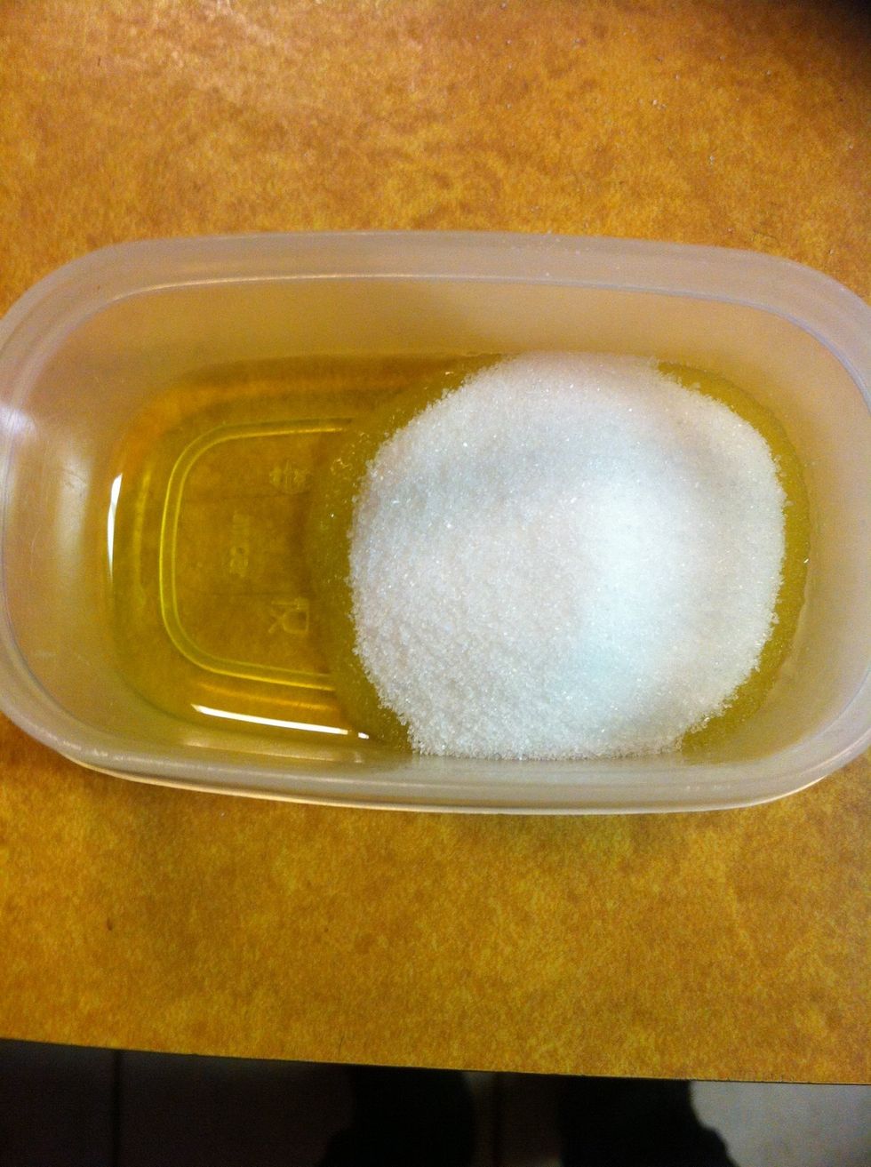 Mix together. This will take some work given the honey is thick . The consistency will be like putty .