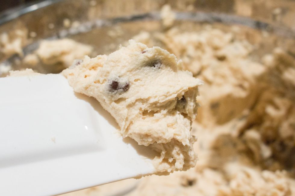 Mix together well, and this is what your cookie dough should look like!