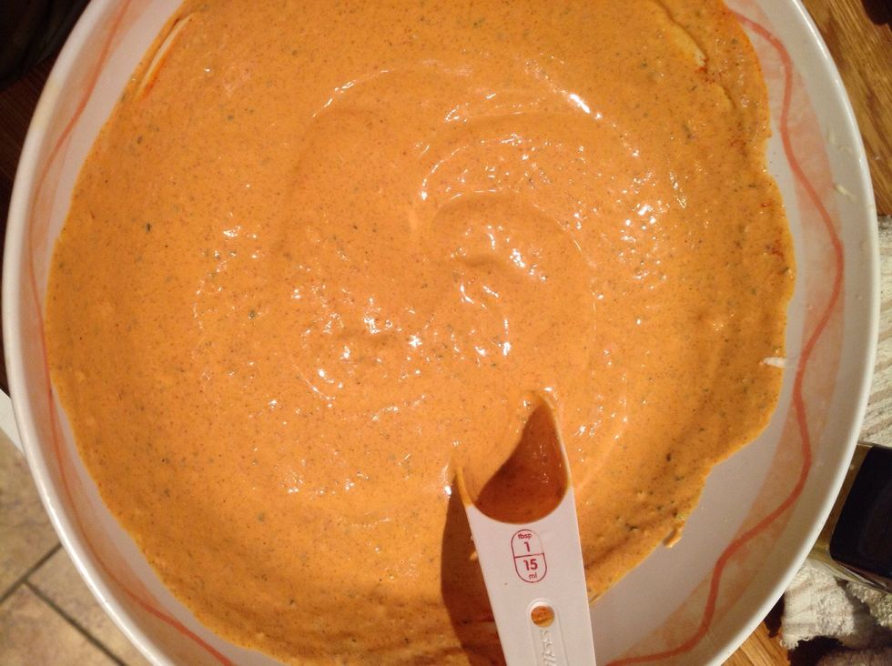 Mix together with a few drops of red food colouring (optional)